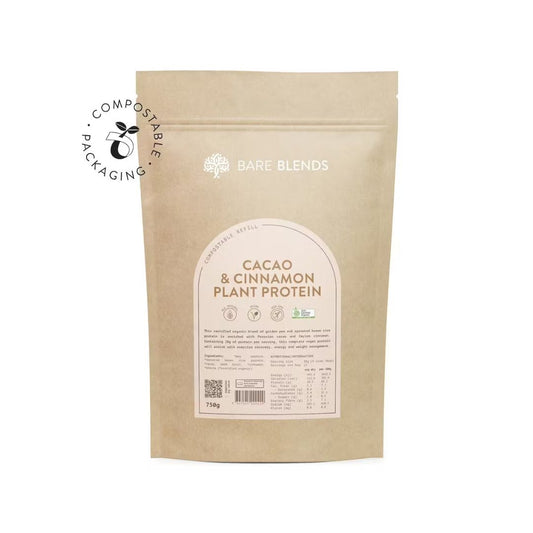 Bare Blends Cacao & Cinnamon Plant Protein 750g (certified Organic)